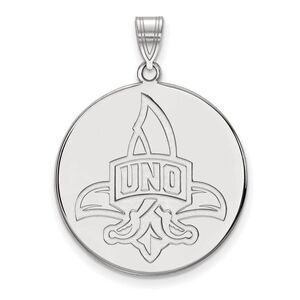Sterling Silver U. of New Orleans XL Logo Disc Pendant